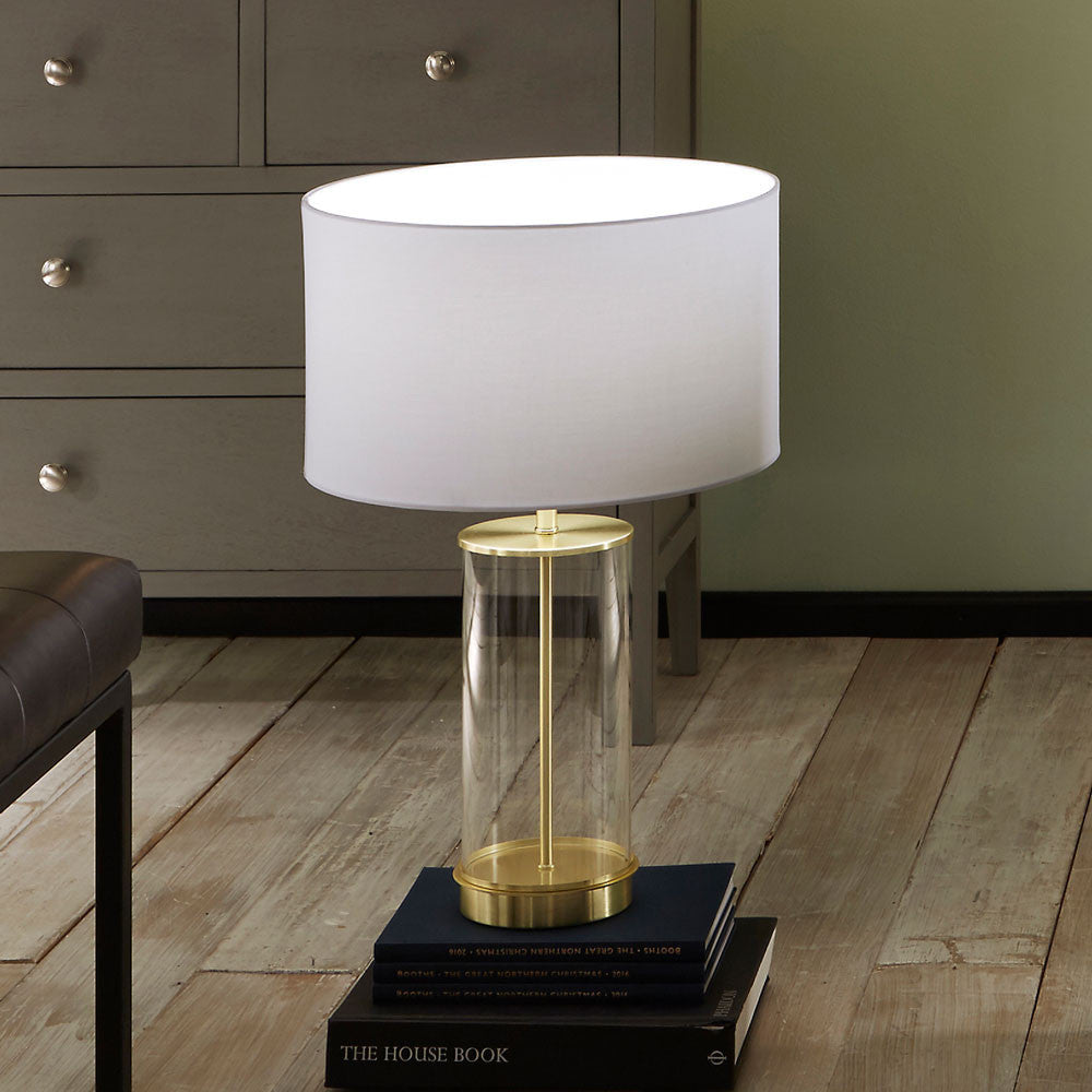 Westwood Clear Glass & Champagne Metal Table Lamp - Base Only